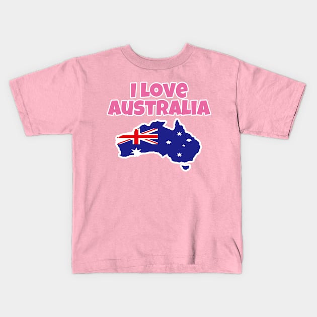 Australia Day - I Love Australia Kids T-Shirt by EunsooLee